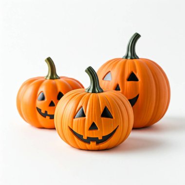 Beyaz arkaplanda Cadılar Bayramı balkabakları