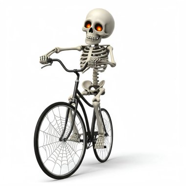 Bisiklet kostümlü bir iskelet
