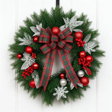 Beyaz arkaplanda noel süslemeleri