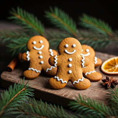 Zencefilli kurabiye adam ve Noel dekorasyon.