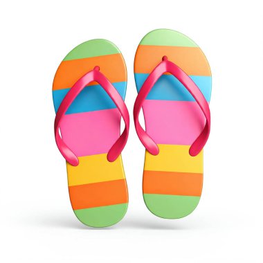 Beyaz arka plan üzerinde renkli flip flop