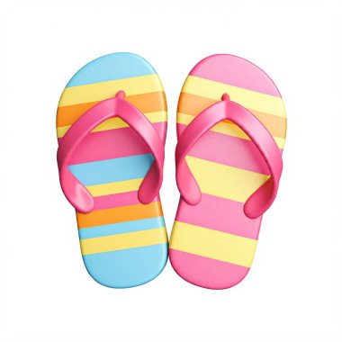 Beyaz arkaplanda parmak arası terlikler, üst görünüm