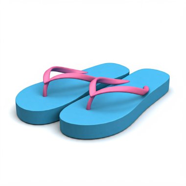 Sahilde pembe parmak arası terlikler.