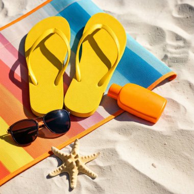 Sahilde renkli flip flop.