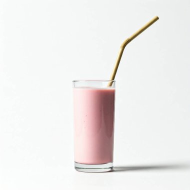 Beyaz arka planda bir bardak lezzetli yoğurt, üst manzara. sağlıklı yiyecekler