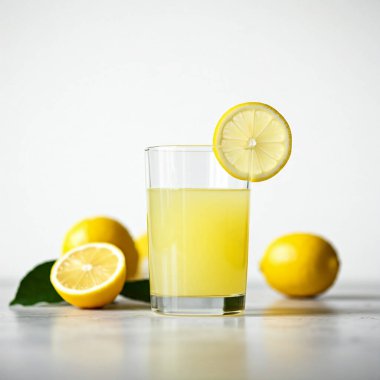 Gri arka planda limonlu taze limonata.