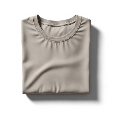 Gri arkaplanda beyaz tişört, üst görünüm, model