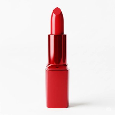 Beyaz arkaplanda kırmızı ruj izole edildi