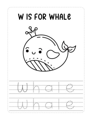 Bir balina bir kağıt parçasının üzerinde W, I, R, A, L, T, E ve H harfleriyle..