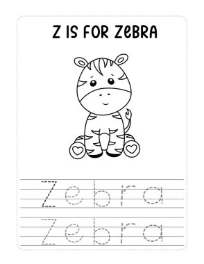 Bir zebra üzerinde z, e, b, r, a harfleri ve altında bir çizgi olan bir kağıt parçasının üzerinde oturuyor.