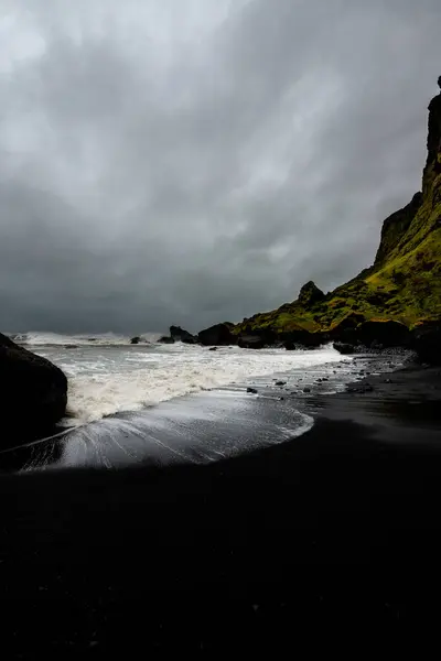Облачное Небо Над Мистическим Ландшафтом Исландии Лавовый Пляж Вик Myrdal — стоковое фото