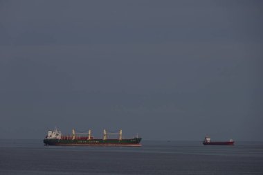Varna Körfezi 'nde, Karadeniz' de konteyner gemileri. Yüksek kalite fotoğraf