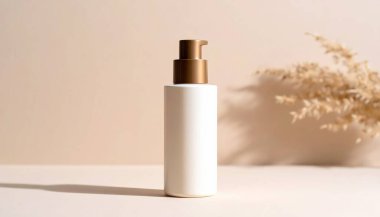 Yumuşak Krem Arkaplanda Bej Krem Şişe