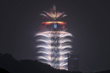 New Years Eve 2023 fireworks view from Taipei 101