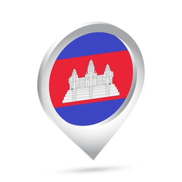 Drapeau Cambodge Icône Broche Illustration Vectorielle — Image vectorielle