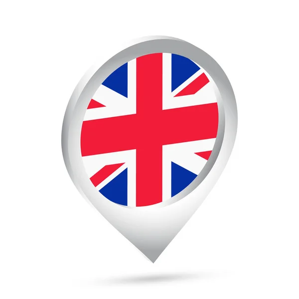 Regno Unito Bandiera Pin Icona Illustrazione Vettoriale — Vettoriale Stock