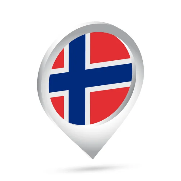 Noorwegen Vlag Pin Pictogram Vectorillustratie — Stockvector