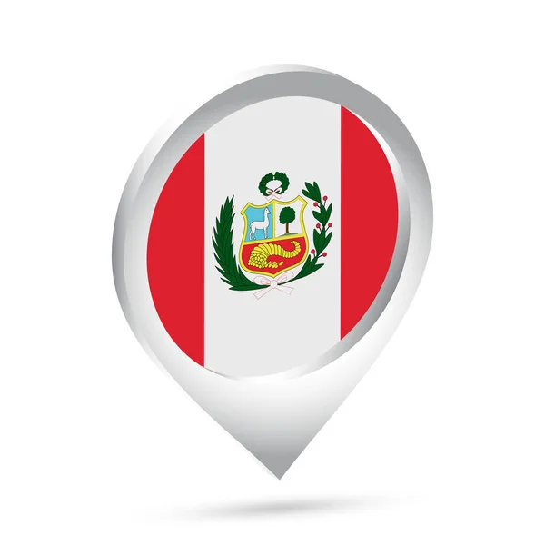 ペルーの旗3Dピンアイコン ベクターイラスト — ストックベクタ