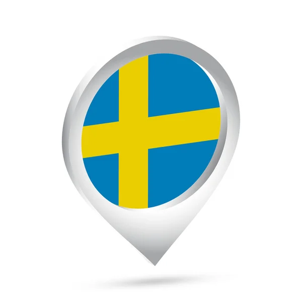 Zweden Vlag Pin Pictogram Vectorillustratie — Stockvector