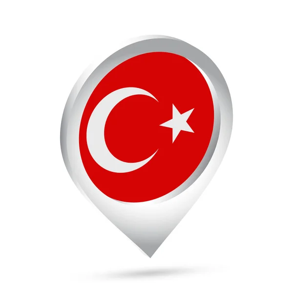 Bandera Turquía Pin Icono Ilustración Vectorial — Vector de stock
