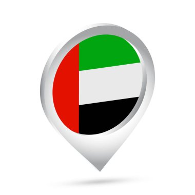 BAE bayrağı 3D pin simgesi. Vektör illüstrasyonu.