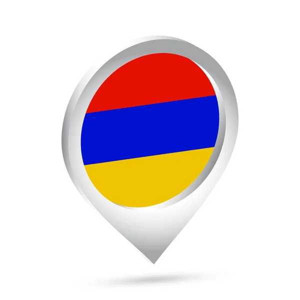アルメニア国旗3Dピンのアイコン ベクターイラスト — ストックベクタ