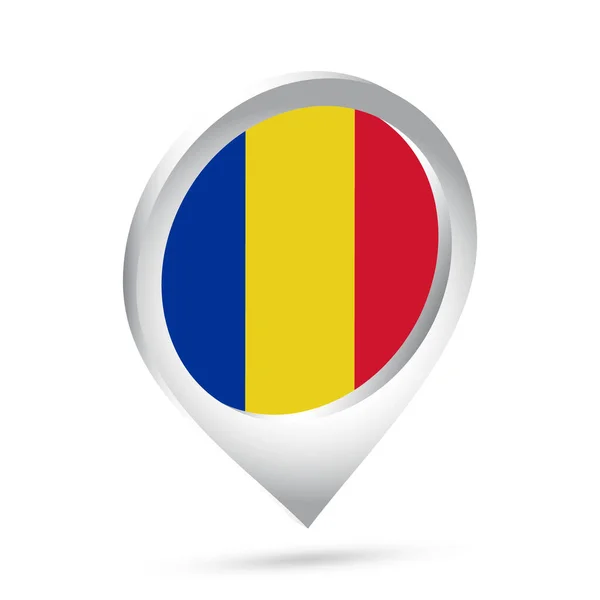 ルーマニアの旗3Dピンアイコン ベクターイラスト — ストックベクタ