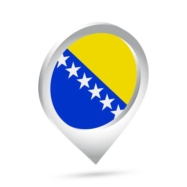 Flaga Bośni Hercegowiny Ikona Pin Ilustracja Wektora — Wektor stockowy