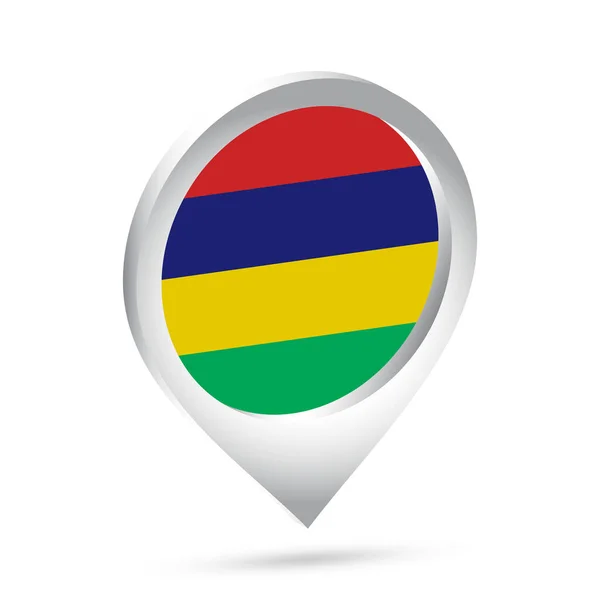 Flaga Mauritiusa Ikona Pin Ilustracja Wektora — Wektor stockowy