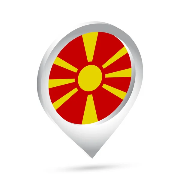 Macedonië Vlag Pin Pictogram Vectorillustratie — Stockvector