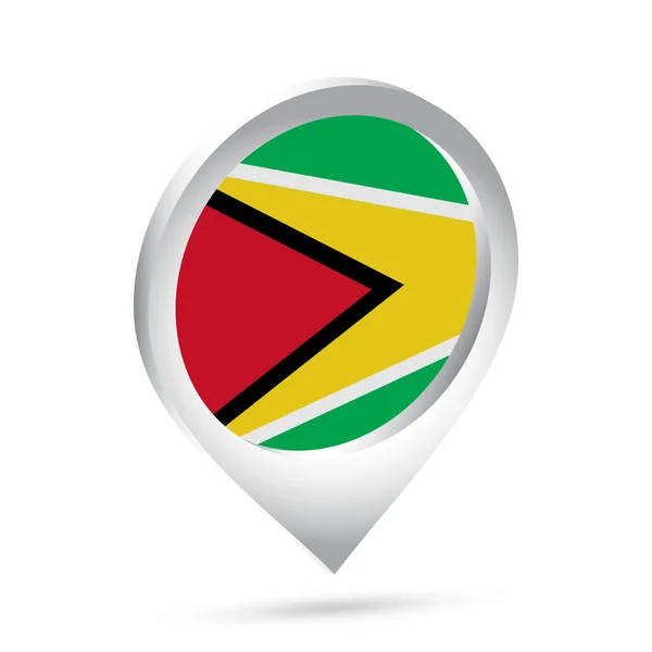 Guyana Flagga Pin Ikon Vektorillustration — Stock vektor