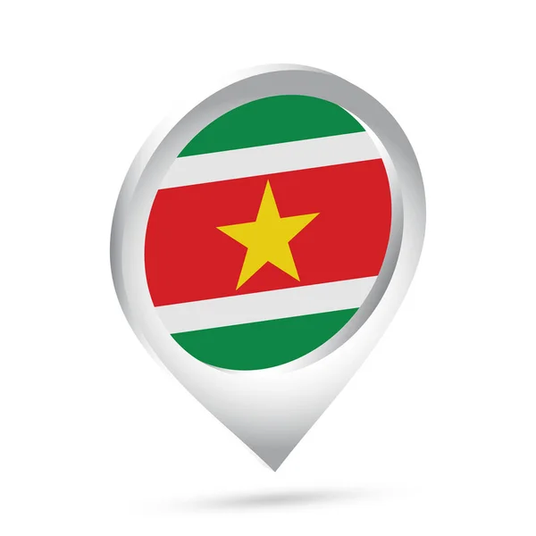 Flaga Surinamu Ikona Pin Ilustracja Wektora — Wektor stockowy
