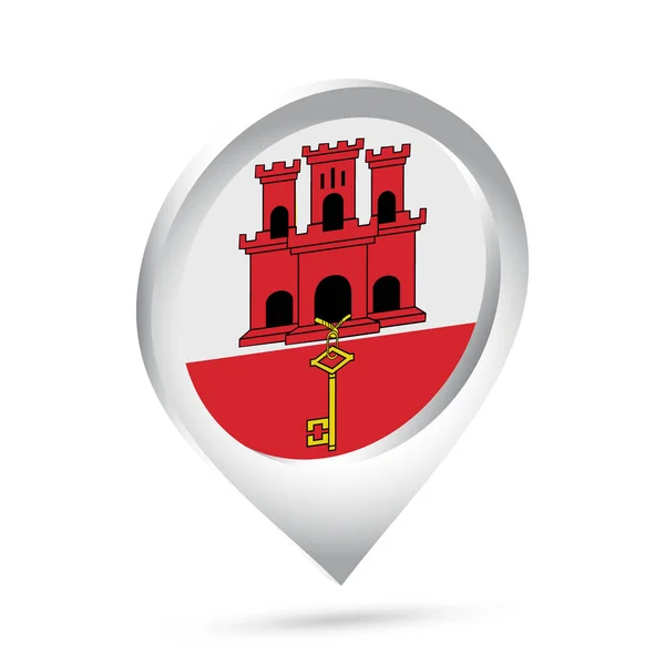 Gibraltar Flagga Pin Ikon Vektorillustration — Stock vektor