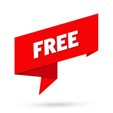 Beleş işaret. Beleş origami konuşma balonu. Bedava etiket. Beleş afiş. Vektör illüstrasyonu.