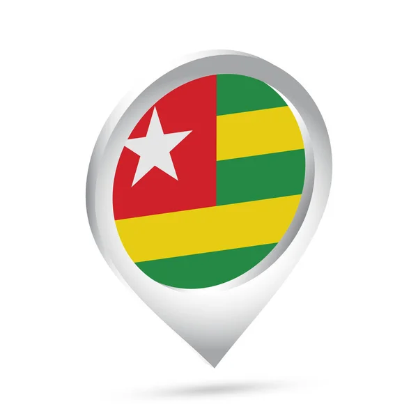 Togo Bandeira Ícone Pino Ilustração Vetorial — Vetor de Stock