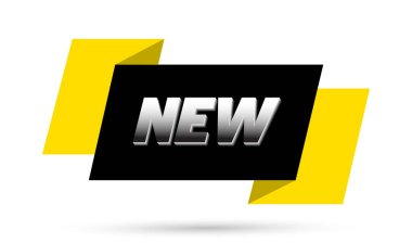 Yeni tabela. Yeni işaret kurdelesi afişi. Vektör illüstrasyonu.