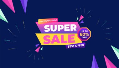 Süper satış afişi şablon tasarımı. Büyük indirimli indirimli satış şablonları. Büyük indirimli indirimli indirimli satış afişi için internet afişi. Sezon sonu özel teklif afişi