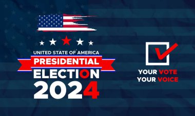 Oylar 2024 'e. Birleşik Devletler 'de başkanlık seçim günü. Seçim 2024 ABD. Siyasi seçim kampanyası afişi. arka plan, post, Banner, kart, 5 Kasım Oy Günü ABD