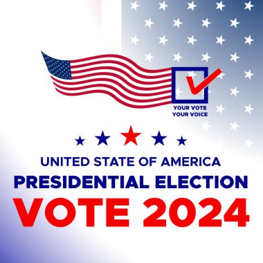 Oylar 2024 'e. Birleşik Devletler 'de başkanlık seçim günü. Seçim 2024 ABD. Siyasi seçim kampanyası afişi. arka plan, post, Banner, kart, 5 Kasım Oy Günü ABD