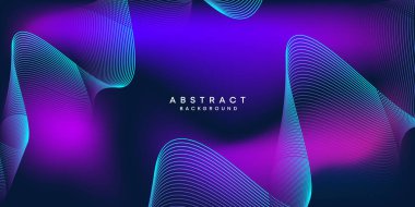 Soyut Dalga Çizgisi Parçacık Teknolojisi Arkaplanı. Parlayan dalga çizgileri arka planda. Parlayan daireler çizgisi olan modern gradyan. Broşür, kapak, poster, afiş, web sitesi, başlık