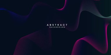 Soyut Dalga Çizgisi Parçacık Teknolojisi Arkaplanı. Parlayan dalga çizgileri arka planda. Parlayan daireler çizgisi olan modern gradyan. Broşür, kapak, poster, afiş, web sitesi, başlık