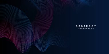 Soyut Dalga Çizgisi Parçacık Teknolojisi Arkaplanı. Parlayan dalga çizgileri arka planda. Parlayan daireler çizgisi olan modern gradyan. Broşür, kapak, poster, afiş, web sitesi, başlık