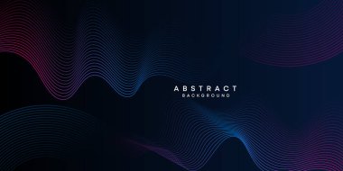 Soyut Dalga Çizgisi Parçacık Teknolojisi Arkaplanı. Parlayan dalga çizgileri arka planda. Parlayan daireler çizgisi olan modern gradyan. Broşür, kapak, poster, afiş, web sitesi, başlık