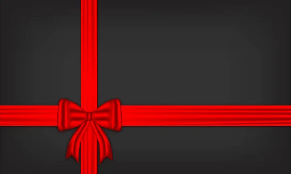 Red Bow Silk Luxury Elements Horizontal Vertical Cross Ribbon Festive — Stock Vector