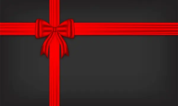Red Bow Silk Luxury Elements Horizontal Vertical Cross Ribbon Festive — Stock Vector
