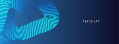 Soyut Koyu Mavi Dalga Çizgisi Parçacık Teknolojisi Arkaplanı. Parlayan dalga çizgileri arka planda. Parlayan daireler çizgisi olan modern gradyan. Broşür, kapak, afiş, web sitesi, başlık