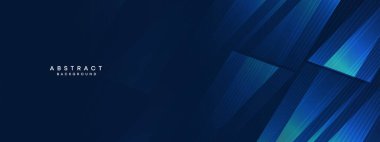 Soyut Koyu Mavi Dalga çemberleri Teknoloji Arkaplanı 'nı çiziyor. Broşür, kapak, poster, pankart, web sitesi, başlık için parlak geometrik şekilli ve köşegen çizgileri olan modern gradyan