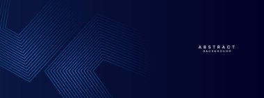 Soyut Koyu Mavi Dalga çemberleri Teknoloji Arkaplanı 'nı çiziyor. Broşür, kapak, poster, pankart, web sitesi, başlık için parlak geometrik şekilli ve köşegen çizgileri olan modern gradyan