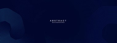 Soyut Koyu Deniz Kuvvetleri Mavi Dalga çemberleri Teknoloji Arkaplanı 'nı çiziyor. Broşür, kapak, poster, pankart, web sitesi, başlık için parlak geometrik şekilli ve köşegen çizgileri olan modern gradyan