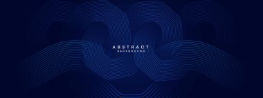 Soyut Koyu Deniz Kuvvetleri Mavi Dalga çemberleri Teknoloji Arkaplanı 'nı çiziyor. Broşür, kapak, poster, pankart, web sitesi, başlık için parlak geometrik şekilli ve köşegen çizgileri olan modern gradyan
